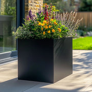 square matte black aluzinc planter